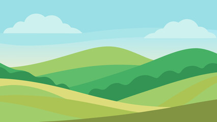 Wander Gentle Rolling Hills Serene Nature Vector Landscape Illustration