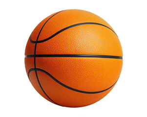 Fototapeta premium Close-up of Orange Basketball with Black Lines Against a Pure Dark Space Background
