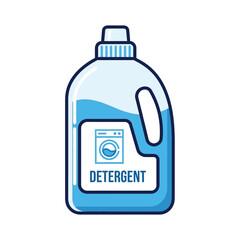 Blue Liquid Detergent Bottle Illustration Symbolizing Cleanliness and Domestic Care