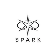 Spark star logo design line style icon symbol