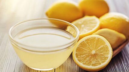Freshly squeezed lemon juice in small bowl