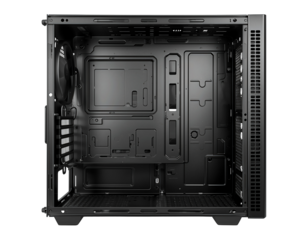 Computer Chassis Interior, Empty PC Case ready for Motherboard and Cooling System Installation