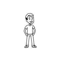 Handsome Man Black and White Illustration Vector Image Male Portrait Fashion Sketch Line Art Design	