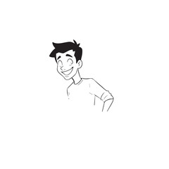 Handsome Man Black and White Illustration Vector Image Male Portrait Fashion Sketch Line Art Design	