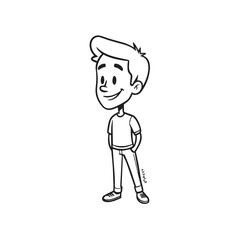 Handsome Man Black and White Illustration Vector Image Male Portrait Fashion Sketch Line Art Design	
