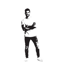 Handsome Man Black and White Illustration Vector Image Male Portrait Fashion Sketch Line Art Design