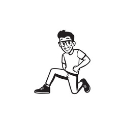 Handsome Man Black and White Illustration Vector Image Male Portrait Fashion Sketch Line Art Design