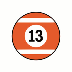 Minimalist thirteen ball illustration with vibrant color and clean design for a modern aesthetic