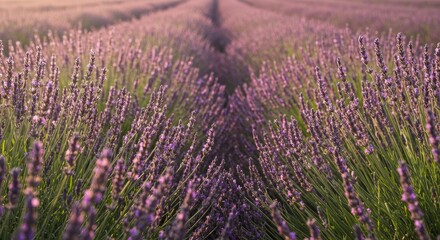 Fototapeta premium Lavender spring background, purple blossoms under sunlight