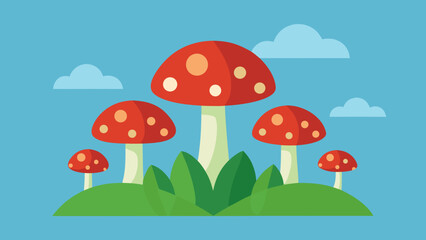 Small Mushroom Cluster Nature Vector Image Capturing Forest Fungi Detail