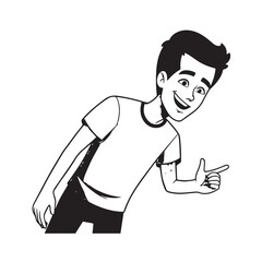 Handsome Man Black and White Illustration Vector Image Male Portrait Fashion Sketch Line Art Design