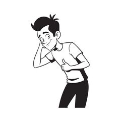 Handsome Man Black and White Illustration Vector Image Male Portrait Fashion Sketch Line Art Design