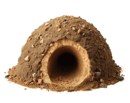 Detailed depiction of a man-made burrow, showcases intricate details and earthy tones composition