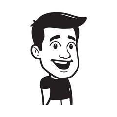 Handsome Man Black and White Illustration Vector Image Male Portrait Fashion Sketch Line Art Design