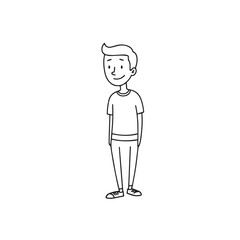 Handsome Man Black and White Illustration Vector Image Male Portrait Fashion Sketch Line Art Design