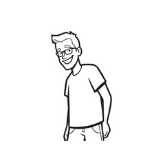 Handsome Man Black and White Illustration Vector Image Male Portrait Fashion Sketch Line Art Design