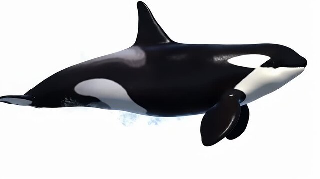 Orca Illustration Leaping Out of Water on White Background