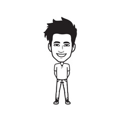 Handsome Man Black and White Illustration Vector Image Male Portrait Fashion Sketch Line Art Design