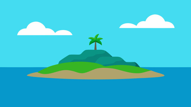 Serene Remote Oceanic Island a Peaceful Nature Vector Illustration