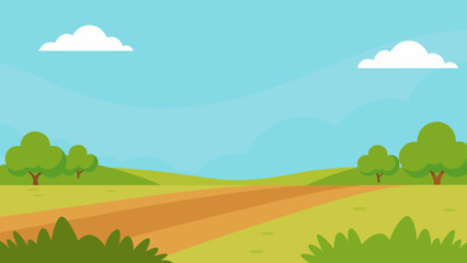 Obraz premium Expansive Wide Open Field a Serene Nature Vector Illustration