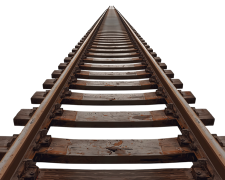 Dramatic perspective of railway tracks stretching into the distance conveying journey and destiny
