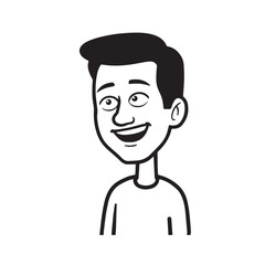 Handsome Man Black and White Illustration Vector Image Male Portrait Fashion Sketch Line Art Design