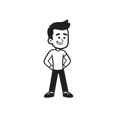 Handsome Man Black and White Illustration Vector Image Male Portrait Fashion Sketch Line Art Design