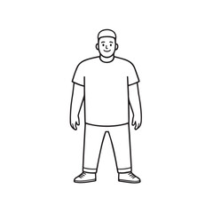 Handsome Man Black and White Illustration Vector Image Male Portrait Fashion Sketch Line Art Design