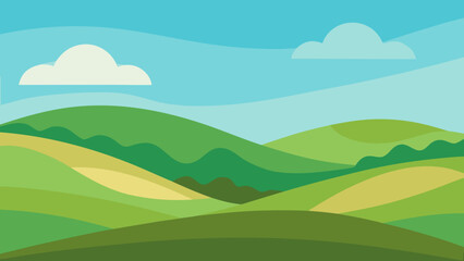 Obraz premium Gentle Rolling Hills Vector Nature Illustration Peaceful Country Landscape