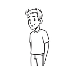 Handsome Man Black and White Illustration Vector Image Male Portrait Fashion Sketch Line Art Design