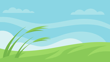 Obraz premium Grassy Plains Swaying Wind Vector Nature Illustration Open Field Scene