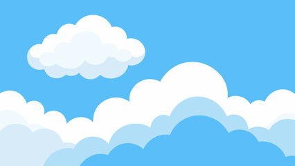 Obraz premium Open Sky Fluffy White Clouds Vector Nature Illustration Clear Weather
