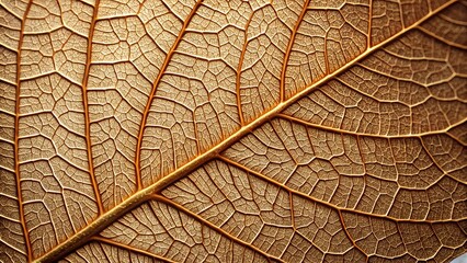 Obraz premium Close-up of a golden leaf vein structure macro nature