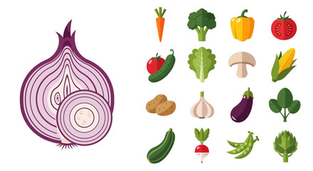 Colorful assortment of vibrant vector vegetables for nutrition and healthy eating concepts