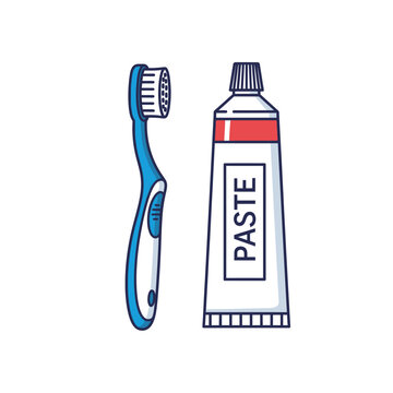 Daily oral hygiene essentials: Toothbrush and toothpaste vector illustration design