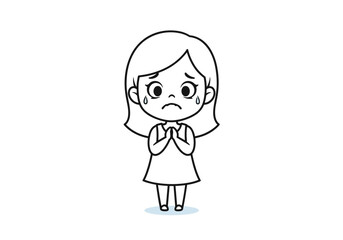 Obraz premium A little girl is begging with tears in her eyes asking for something in a very sad manner