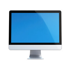 Fototapeta premium Modern computer monitor with a sleek design and vibrant blue screen display for office design and technology applications and creative projects on transparent background