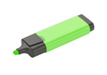 Isolated green marker for highlighting and writing, school or office stationery item