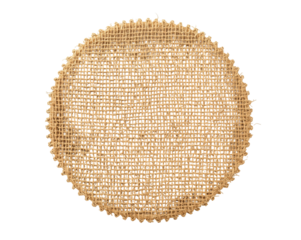 Rustic Burlap Circle on a Clean Isolated Backdrop, Ideal for Mockups, Textures, or Layered Designs