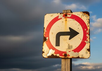 Rusty Right Turn Sign.