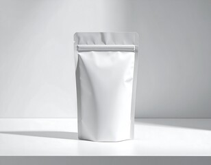 Blank white pouch on a white surface (4)