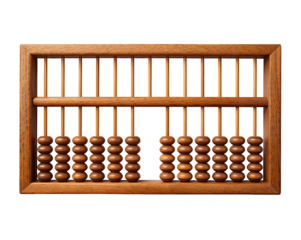 Vintage wooden abacus against a minimalist backdrop symbolizes education and calculation tool