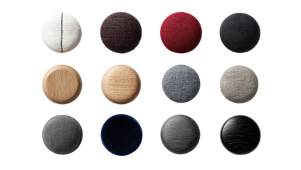 Round objects in various neutral colors and textures
