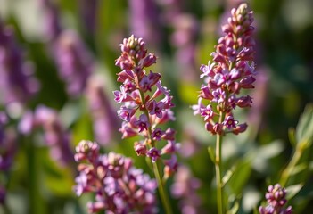 Obraz premium Close-up vibrant purple flowers, soft focus background, summer, bloom