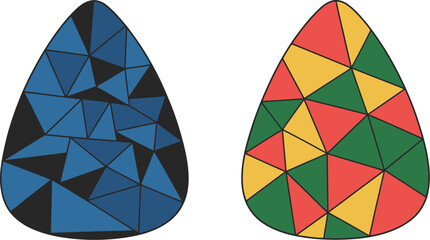 Abstract eggs triangles design colorful mosaic geometric shapes art