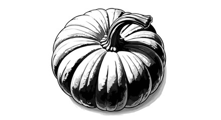 Vector Minimalist Black and White SVG Illustration of Pumpkin in Geometric Style for Autumn Seasonal Design
