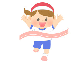 運動会_ゴール_女の子