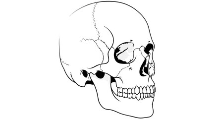 Vector Minimalist Line Art SVG Illustration of Human Skull with Black and Gray Accents in Geometric Style for Web and Print Design