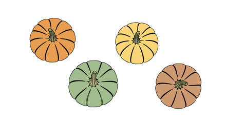 Vector SVG Illustration of Colorful Pumpkins with Geometric Shapes in Modern Flat Style for Digital Media