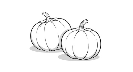 Minimalist Vector SVG Illustration of Pumpkins with Simple Organic Shapes in Black and White Line Art Style